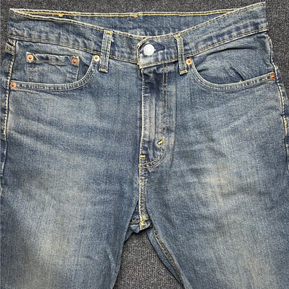 Levis 505 Mens Regular Fit Straight Leg Jeans Blue Denim W32 L30 - Picture 2 of 7